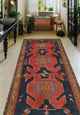 Fine Vintage Distressed Codie Navy/Rust Runner, 4'4x10'3