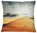 Sahara Desert and Cloudy Sky Landscape Printed Throw Pillow, 18"x18"