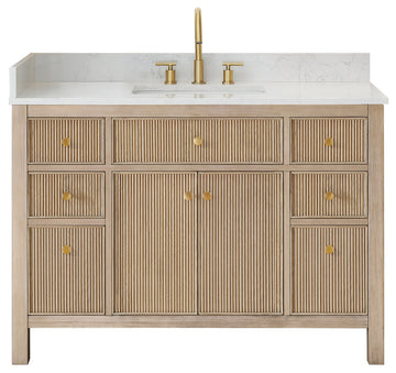 Cerrito Bathroom Vanity, Natural Oak, 48" Single, Without Mirror