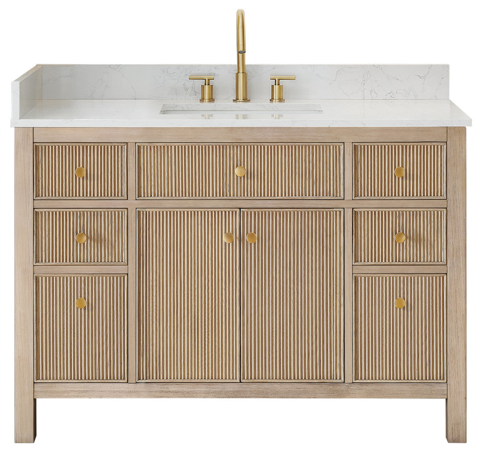 Cerrito Bathroom Vanity, Natural Oak, 48" Single, Without Mirror