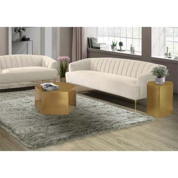 Hexagon Coffee Table in Brushed Gold with Modular Metal Design