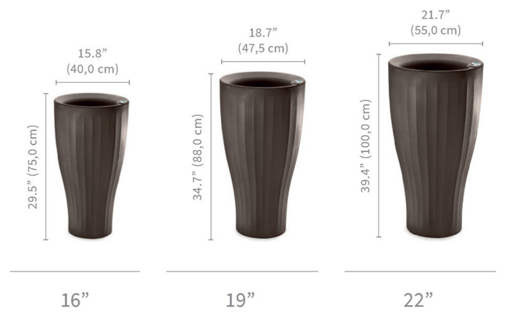 Cup 16" Tall Planter, Ash, 22"