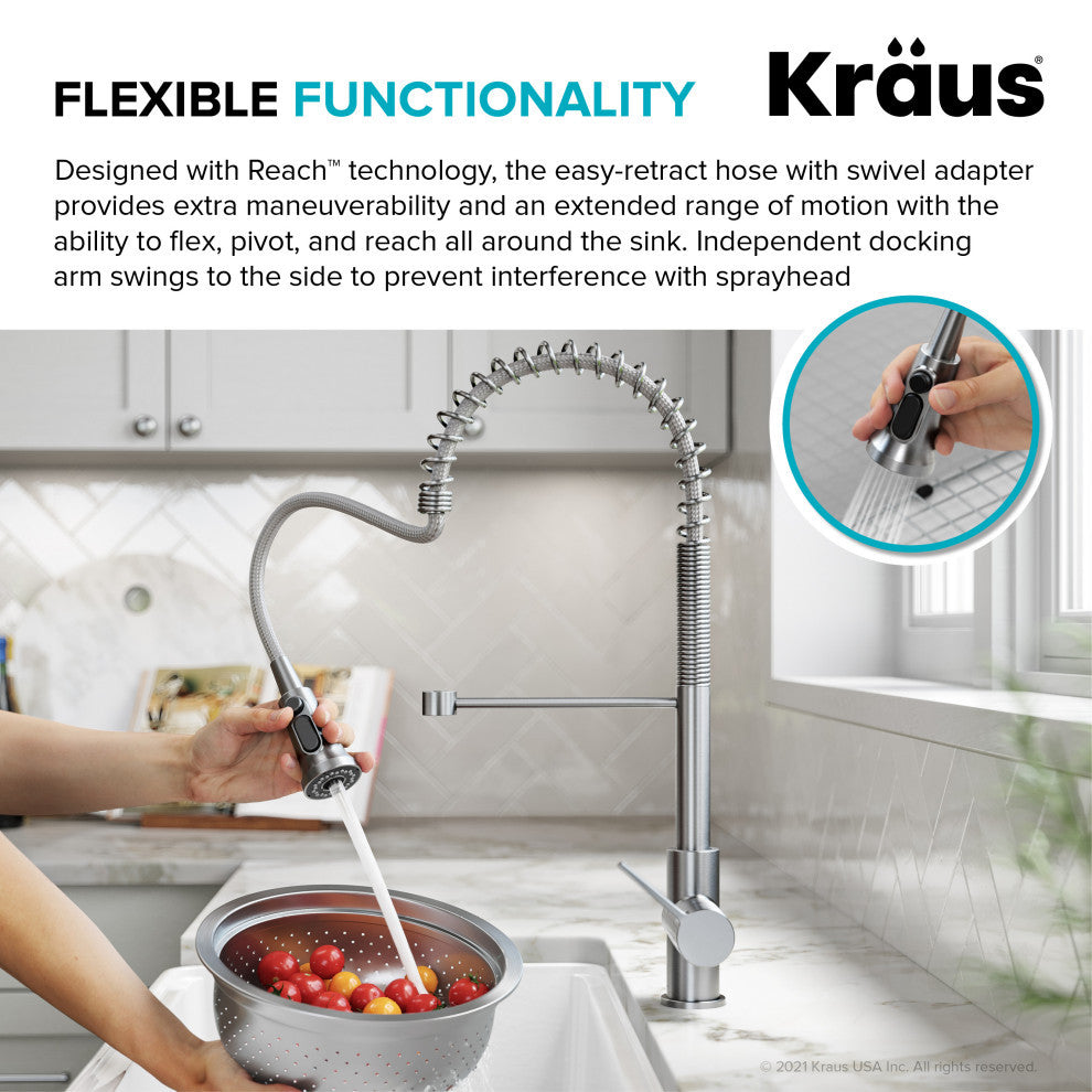 Britt Commercial Style 3-Function Pull-Down 1-Handle 1-Hole Kitchen Faucet, Chrome (Filter Kff-1691ch)