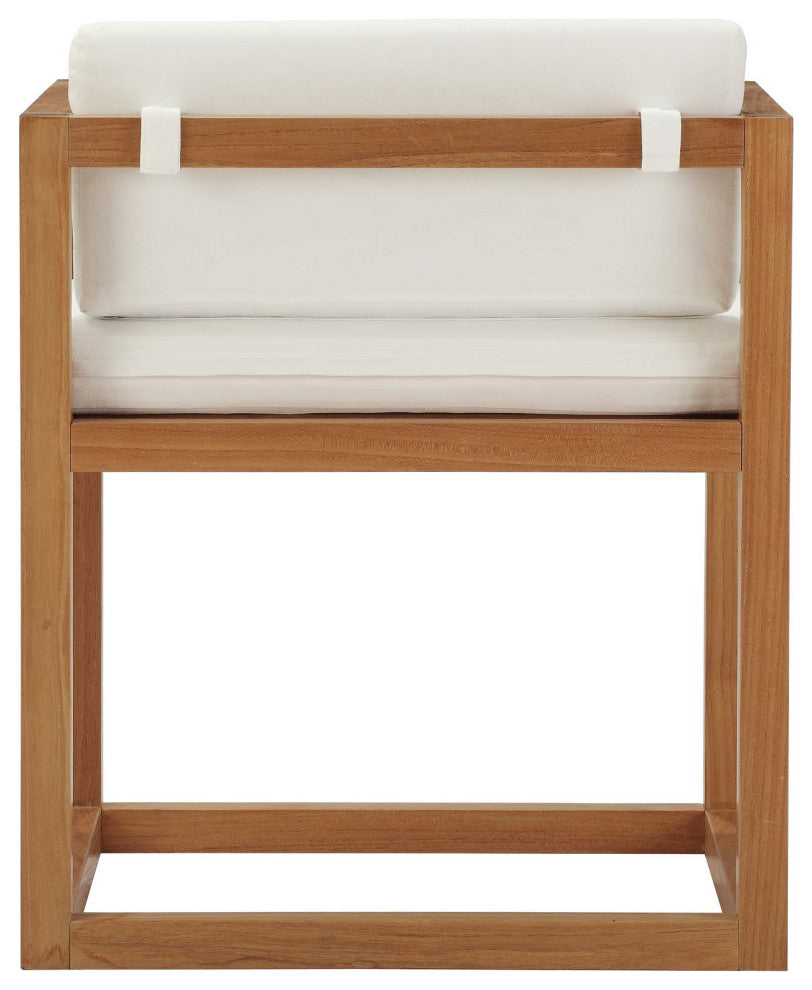 Modern Outdoor Patio Furniture Lounge Side Armchair Chair, Wood, Natural White