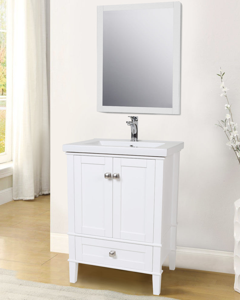 22"x32"  Wall Mirror, White