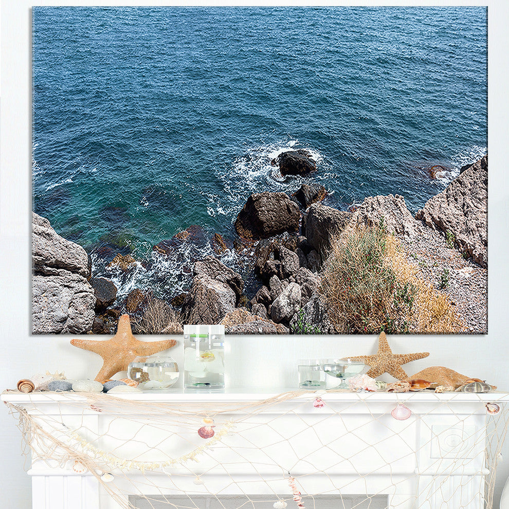 "Blue Waters At Crimean Peninsula Beach" Seascape Wall Art, 32"x16"