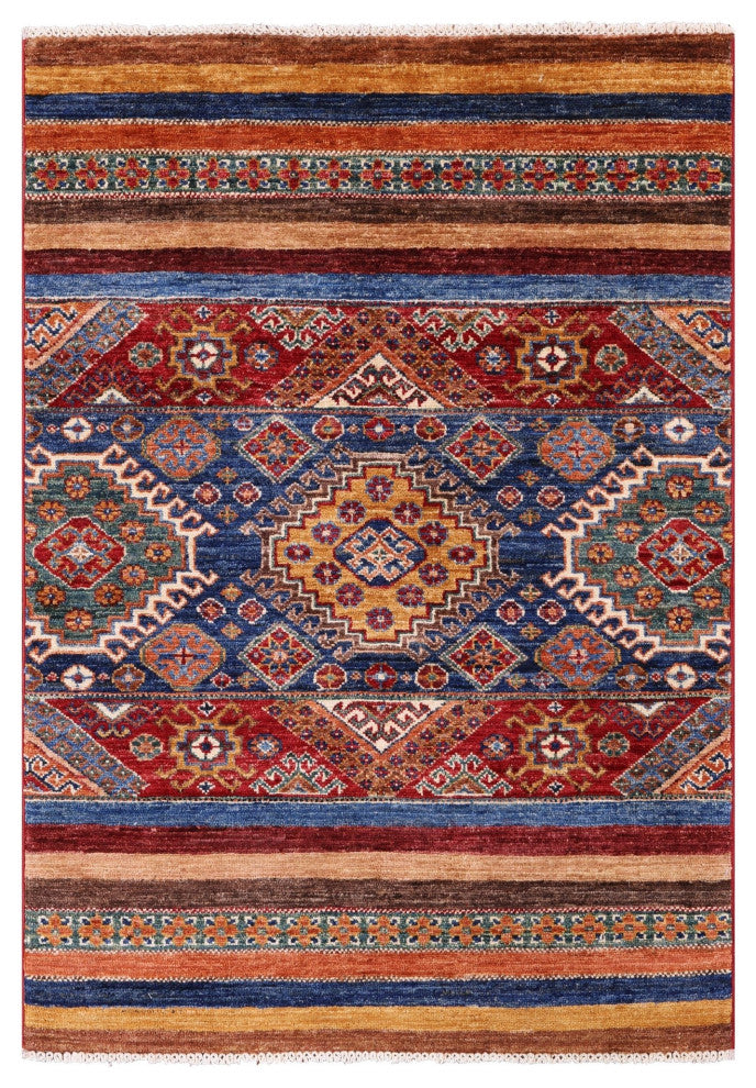 Super Kazak Khorjin Handmade Wool Rug 2' 8" X 3' 11" Q10829