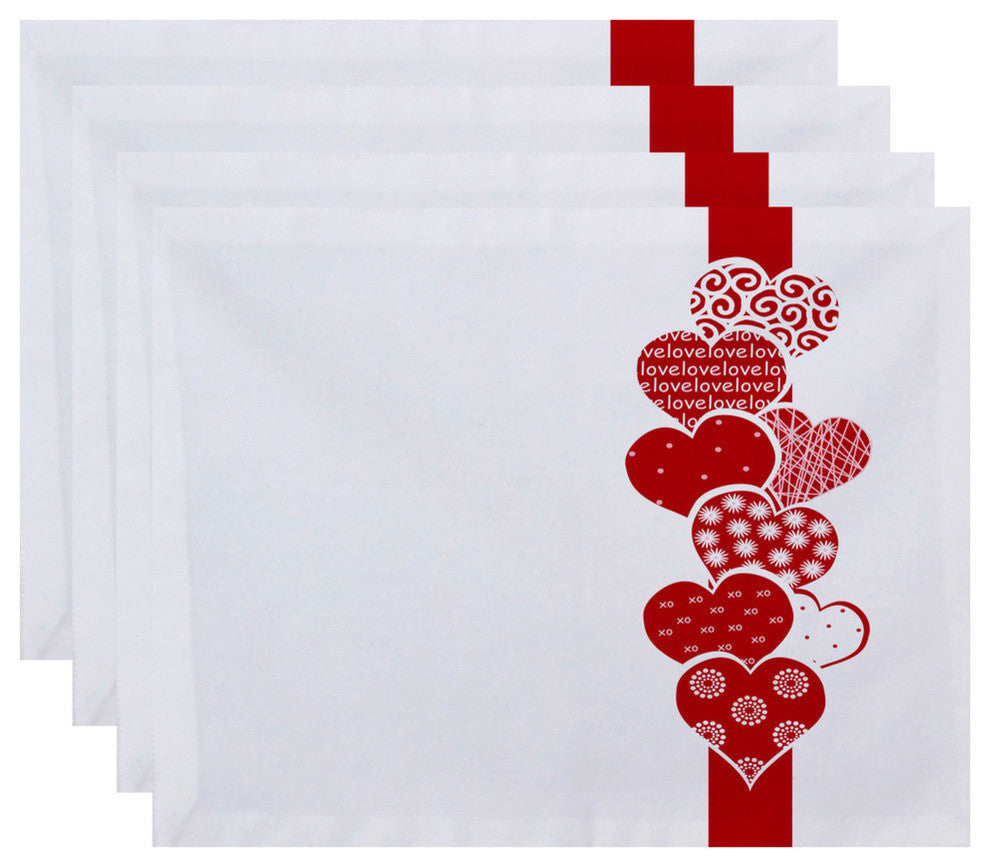 18"x14" Valentine Print Placemat, Red, Set of 4