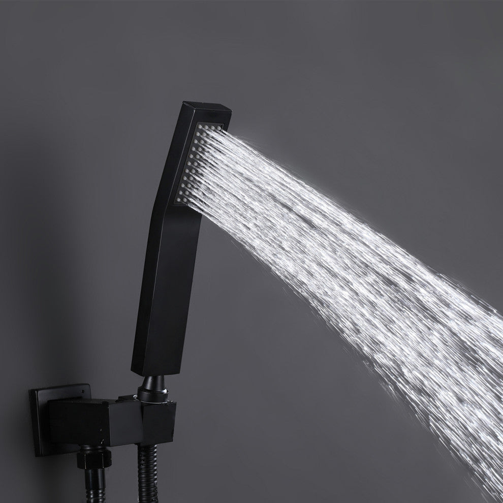 Luxury Wall Mounted Thermostatic Shower System With Rough-In Valve, Matte Black