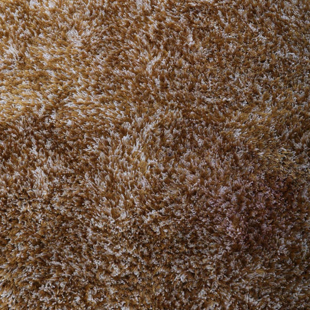 HAND TUFTED SHAG POLYESTER ECO-FRIENDLY AREA RUGS -  Gold  Color, Solid Design