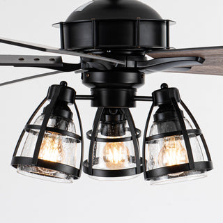52 in Industrial Matte Black Ceiling fan With 5 Blades, Remote Control