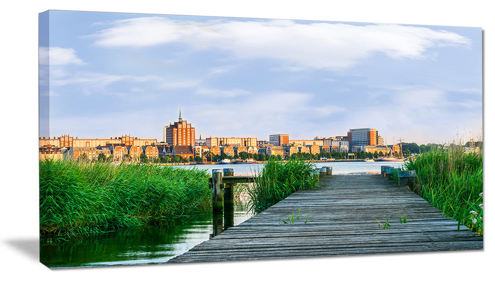 "Wooden Bridge to River Warnow" Canvas Print