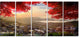 Taiwan Township with Red Trees, Large Landscape Canvas Art, 60"x28", 5 Panels