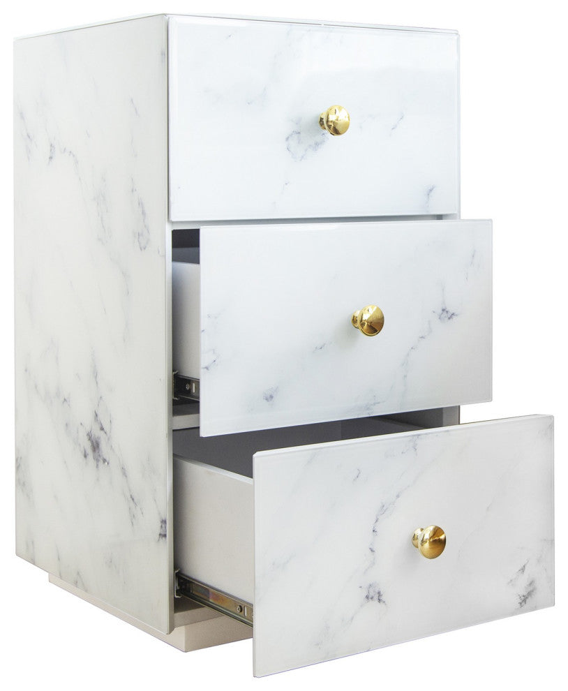 3-Drawer Wood Nightstand with Handle