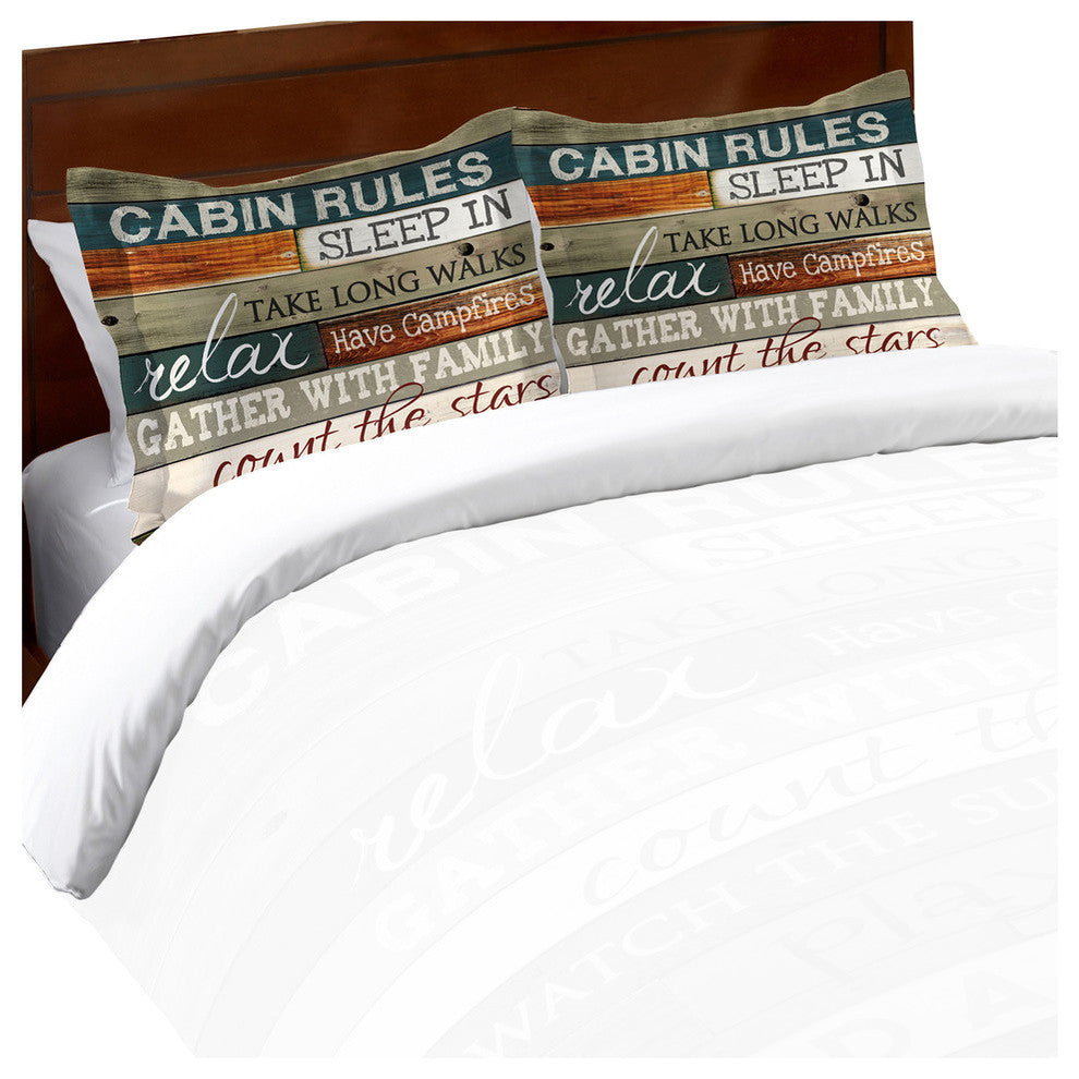 Laural Home Cabin Rules Comforter Sham