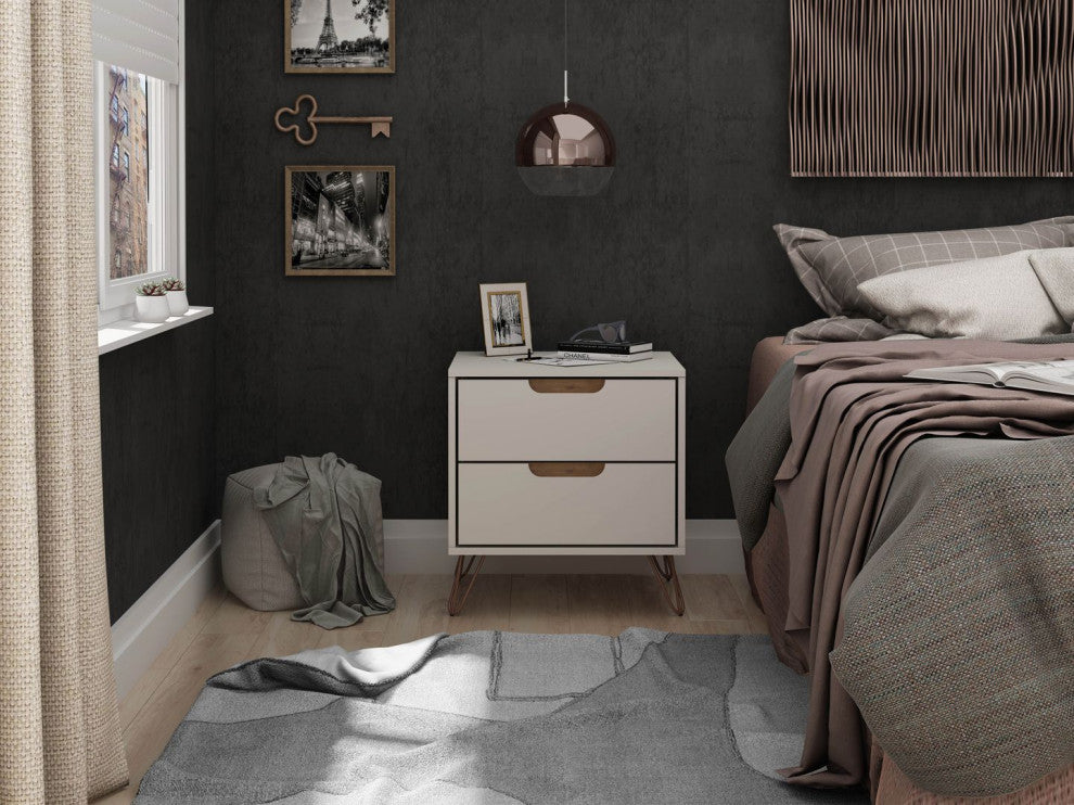 Rockefeller 2.0 Nightstand, Off White and Nature