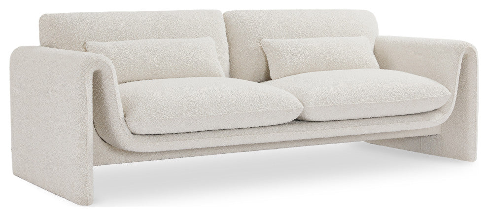 Stylus Boucle Fabric Upholstered Sofa, Cream