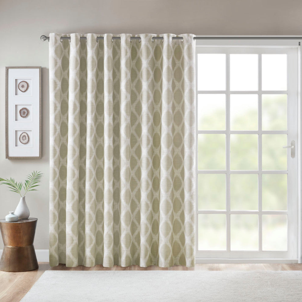 SunSmart Blakesly Ikat Blackout Window Panel, Grey, Taupe, 100"x84"