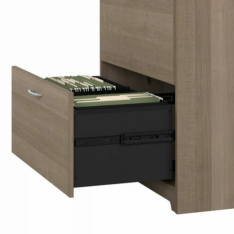 L-Shaped Desk, Worktop With USB Charging Ports & Cable Management, Ash Gray