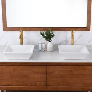 Luxier CS-006 Flat Square Bathroom Ceramic Vessel Sink Art Basin in White