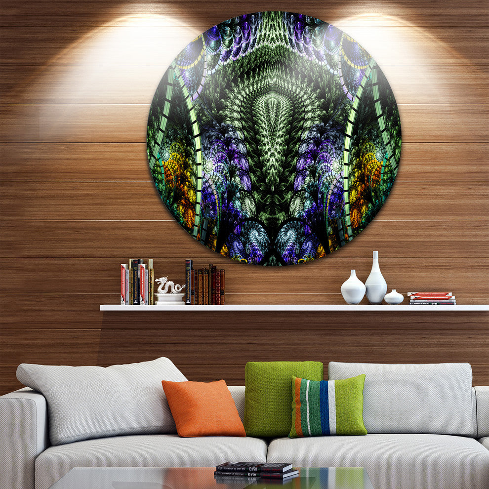 Unique Colorful Fractal Design Pattern, Abstract Round Wall Art, 36"
