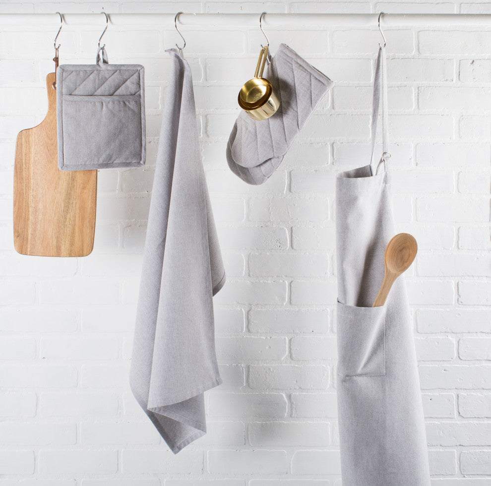 DII Gray Solid Chambray Pot Holder, Set of 2
