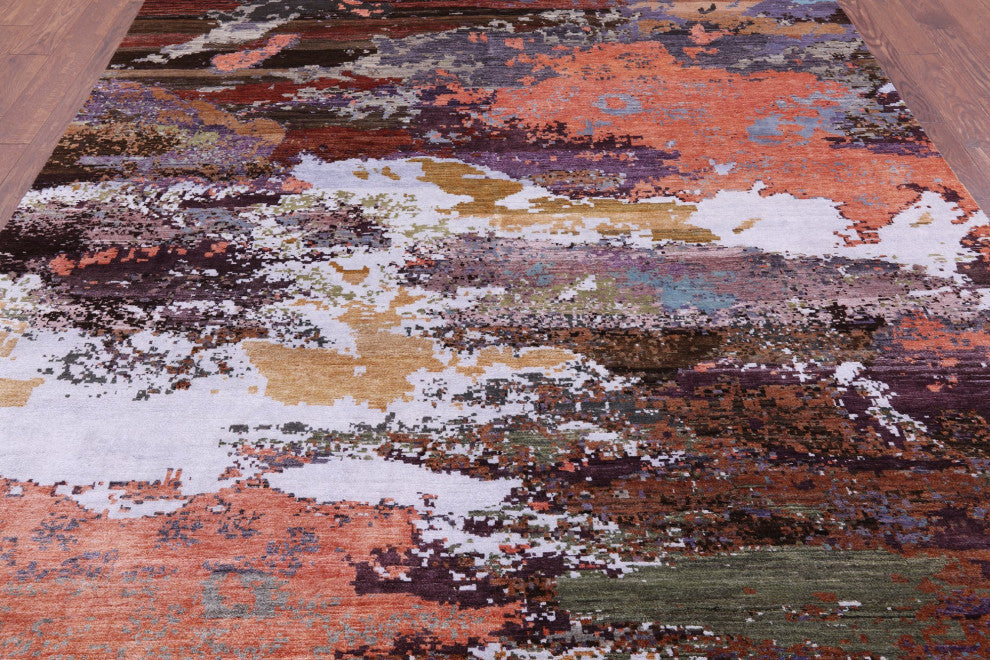 Wool and Silk Abstract Handmade Rug 7' 10" X 10' 0" Q8785