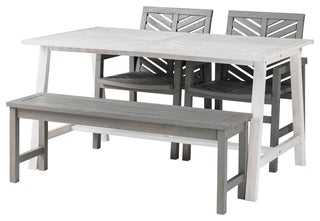 Vincent 4 Piece Outdoor Dining Table Set - White Wash/Grey