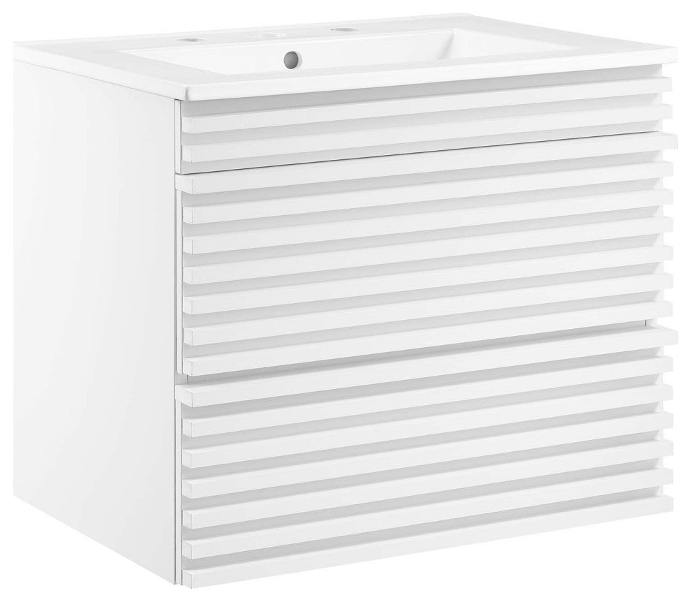 Render 24" Wall-Mount Bathroom Vanity, White White