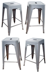 Loft Silver 24" Metal Bar Stool, Set of 4