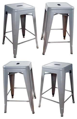 Loft Silver 24" Metal Bar Stool, Set of 4