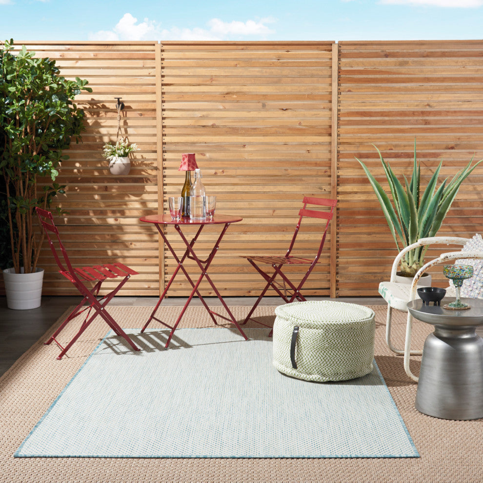 Nourison Courtyard 4' x 6' Ivory Aqua Modern Area Rug
