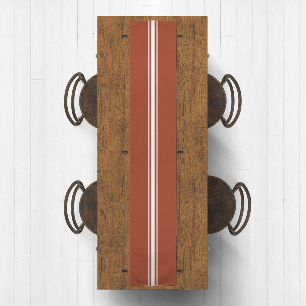 Orange and White Stripe Table Runner