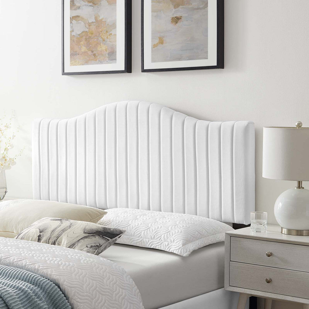 Headboard, King Size, Velvet, White, Modern Contemporary, Bedroom Master Suite