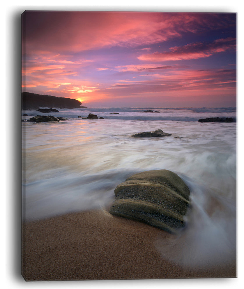 "Beautiful Guincho Beach in Portugal" Contemporary Seascape Art Canvas, 12"x20"