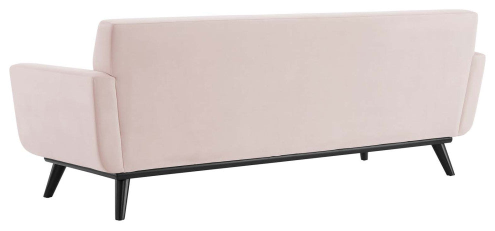 Tufted Sofa, Velvet, Pink, Modern, Living Lounge Room Hotel Lobby Hospitality