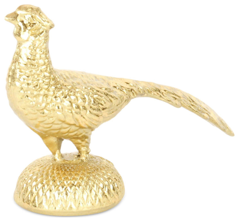 Lirondelle Golden Cast Iron Peacock Figurine