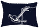 Anchored 14"x20 Decorative Nautical Outdoor Pillow, Navy Blue