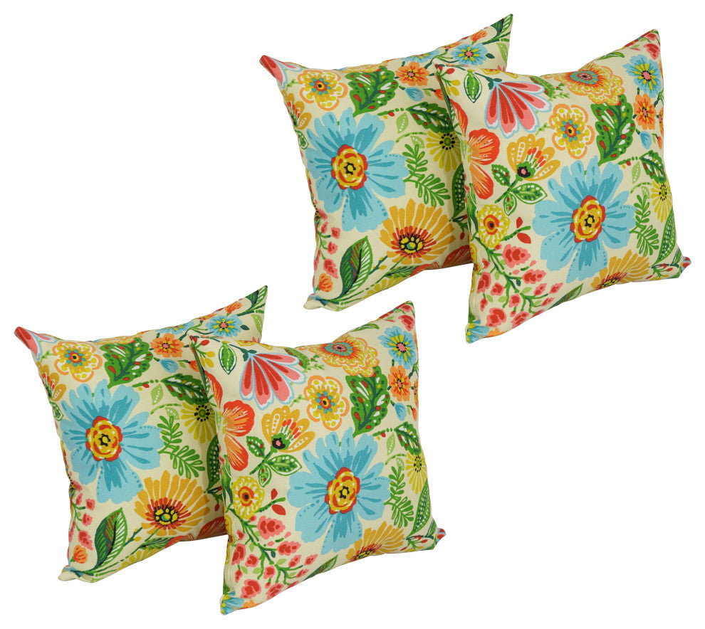 17" Square Solid Polyester Outdoor Throw Pillows, Set of 4, Gregoire Chamomile