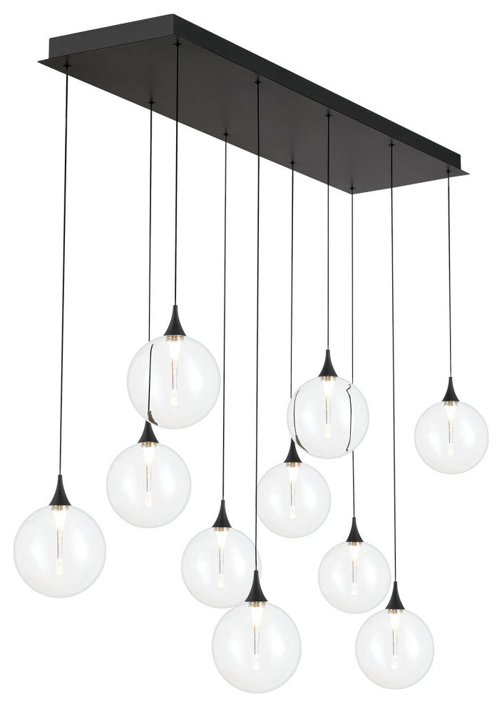 Iissa 10L 47" Black Clear Chandelier