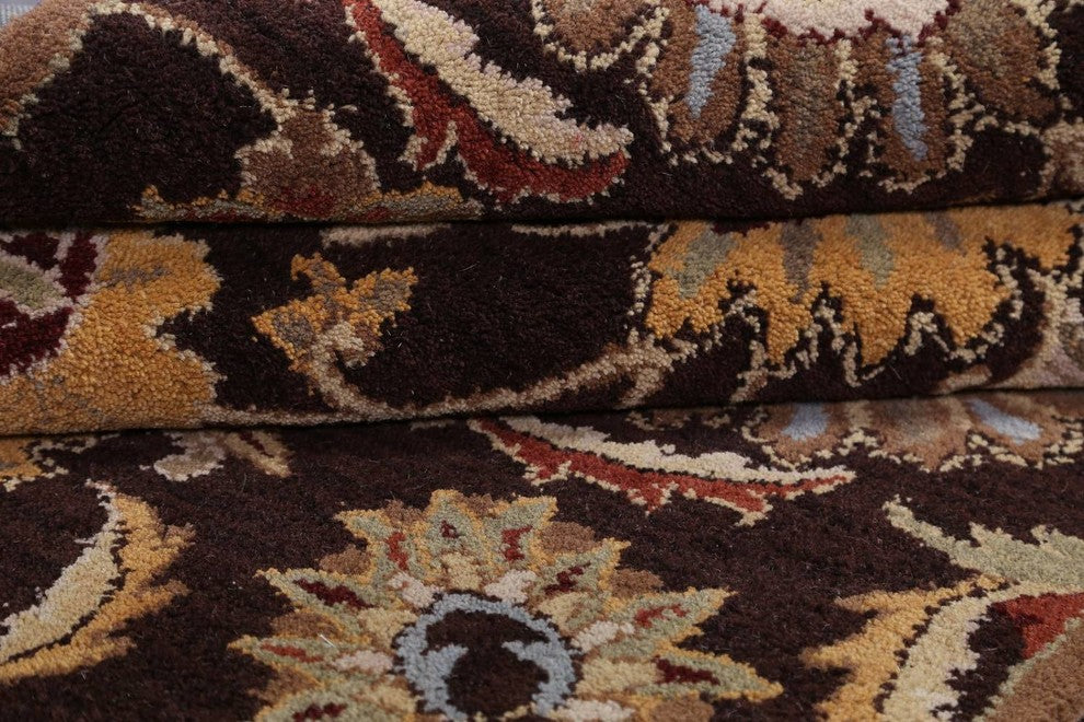 Transitional Oushak Hand Tufted Oriental Floral Area Rug, Brown, 4x6'