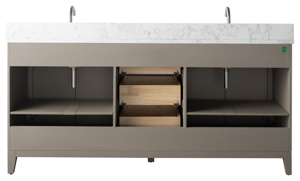 Vanity Art Bathroom Vanity With Sink, Driftwood Gray, 72" Double