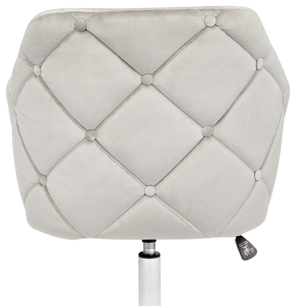 Pearl Tufted Vanity Chair With 360 Degree Swivel, Cool Gray