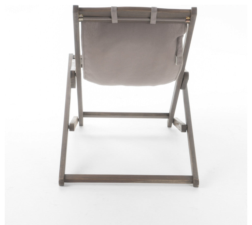 GDF Studio Northland Outdoor Wood and Canvas Sling Chairs, Set of 2, Taupe