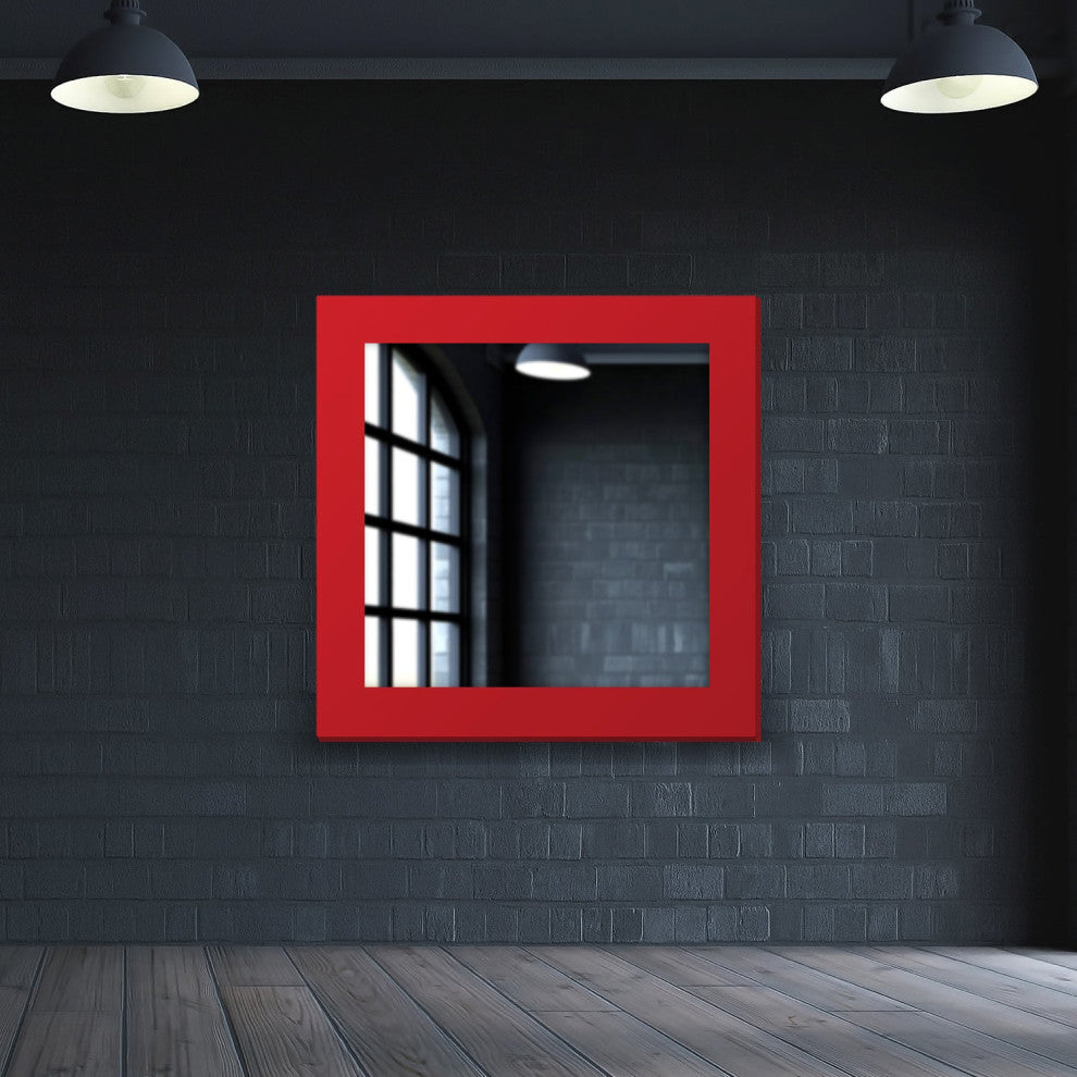 36"x36" Pop of Color Wall/Floor Mirror Art, Italian Red