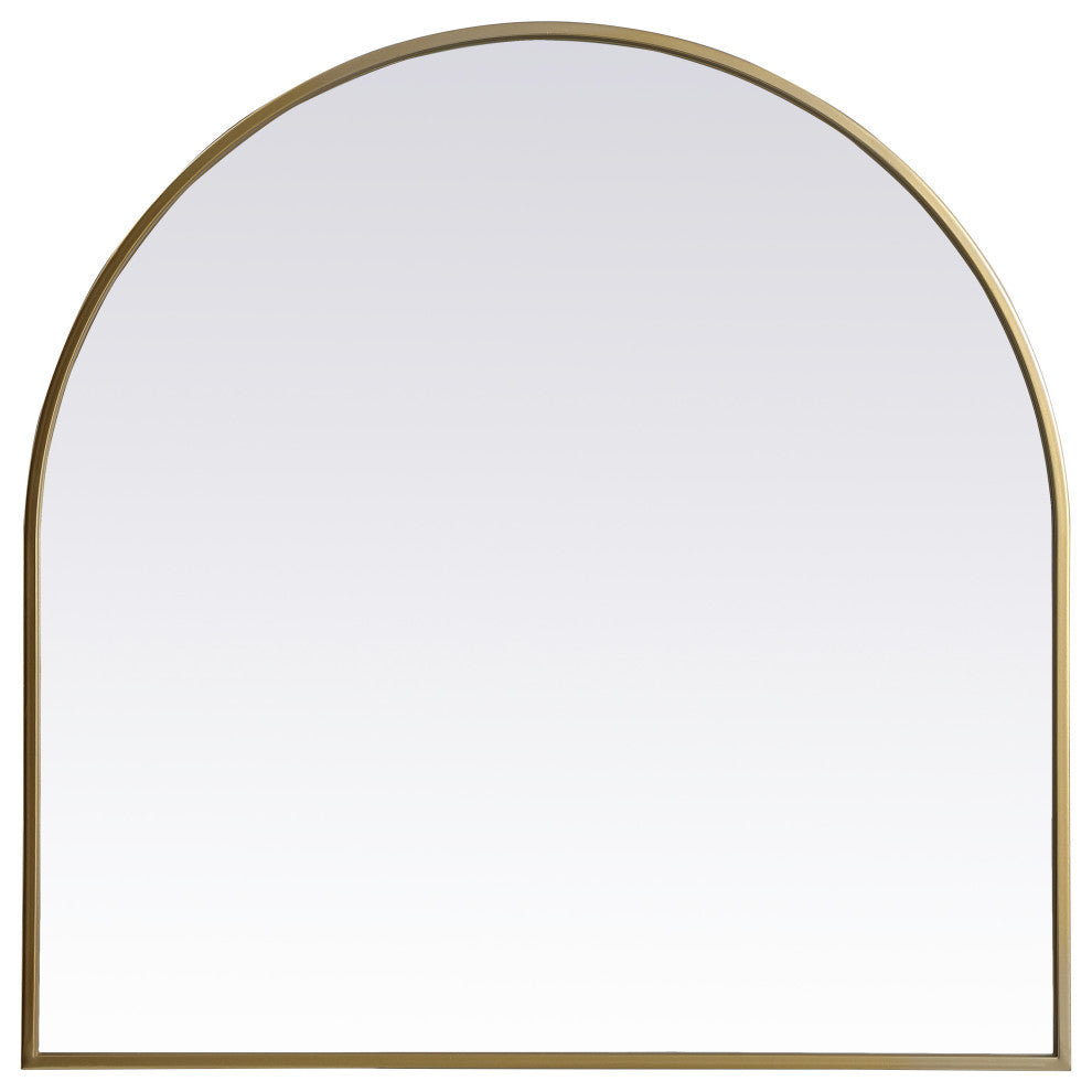 Metal Frame Arch Mirror 30X30 Inch, Brass