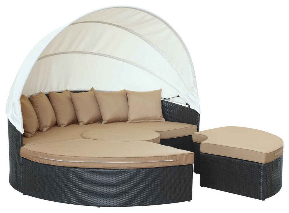 Quest Canopy Outdoor Patio Daybed, Espresso Mocha