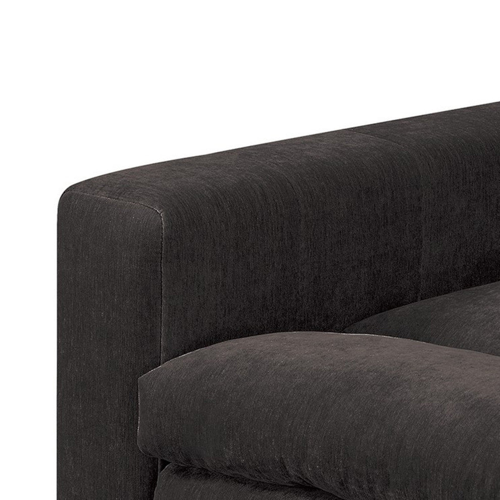 Luna 33 Inch Modular 1 Arm Corner Chair, Triple Plush Cushion Seat Dark Gray