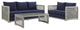 Aura 3 Piece Outdoor Patio Wicker Rattan Set Gray Navy