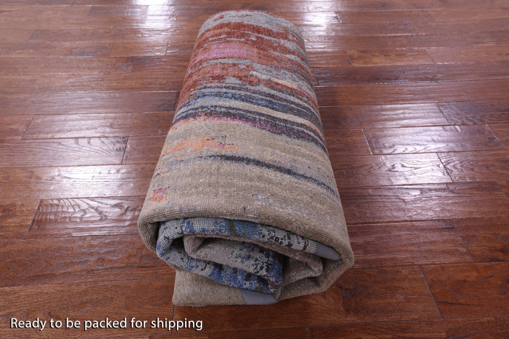 Modern Hand Knotted Wool and Silk Rug 5' 1" X 7' 1" Q8562